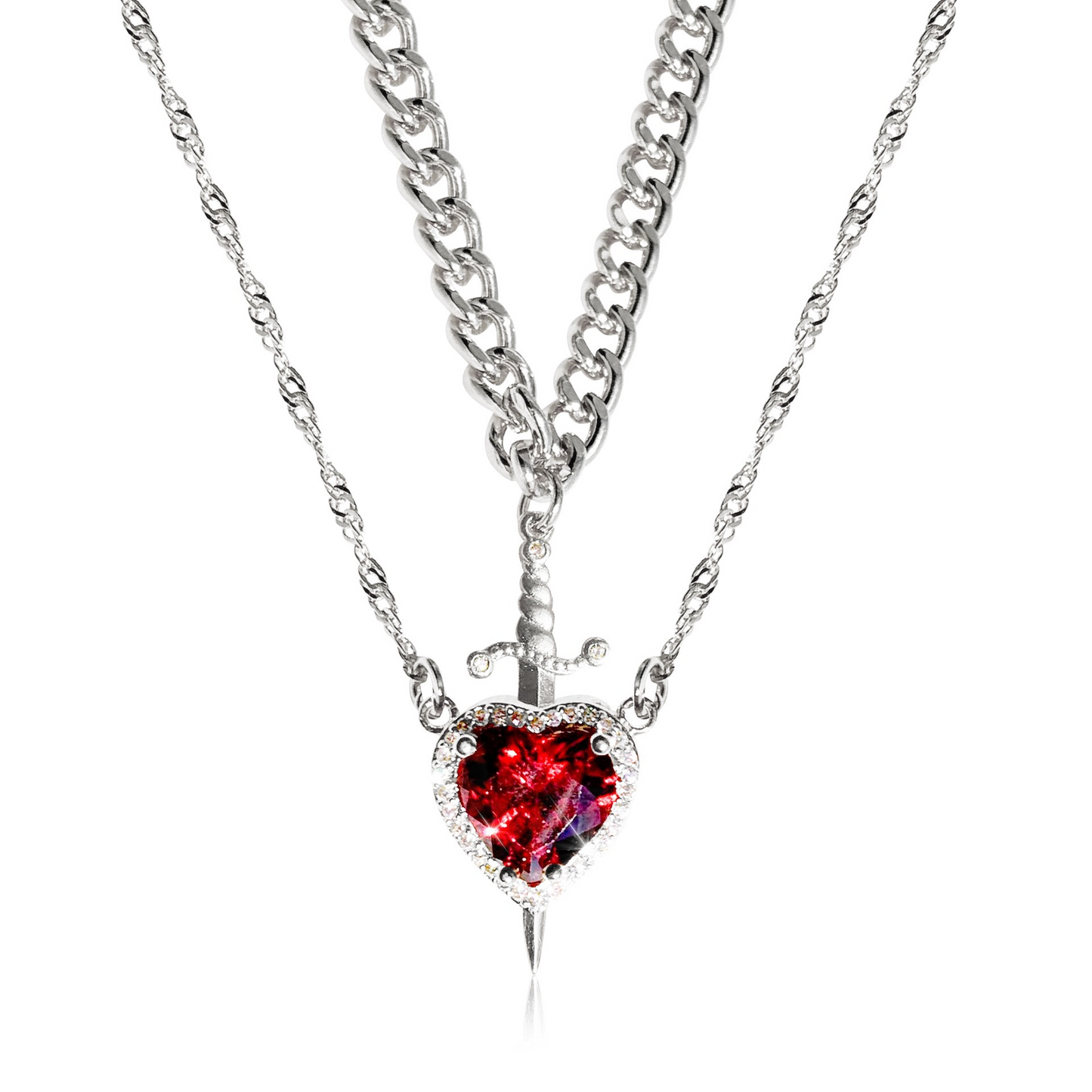 Lover’s Heart & Blade Necklace Duo
