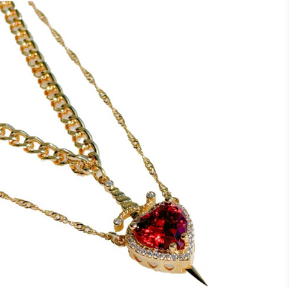 Lover’s Heart & Blade Necklace Duo