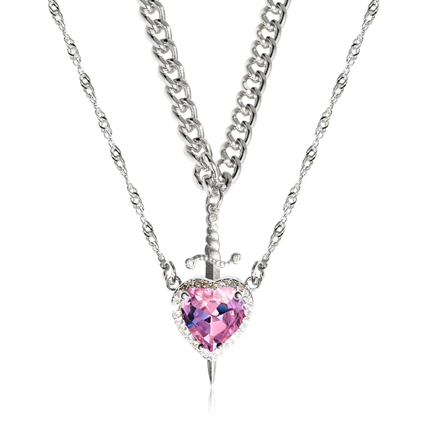 Lover’s Heart & Blade Necklace Duo