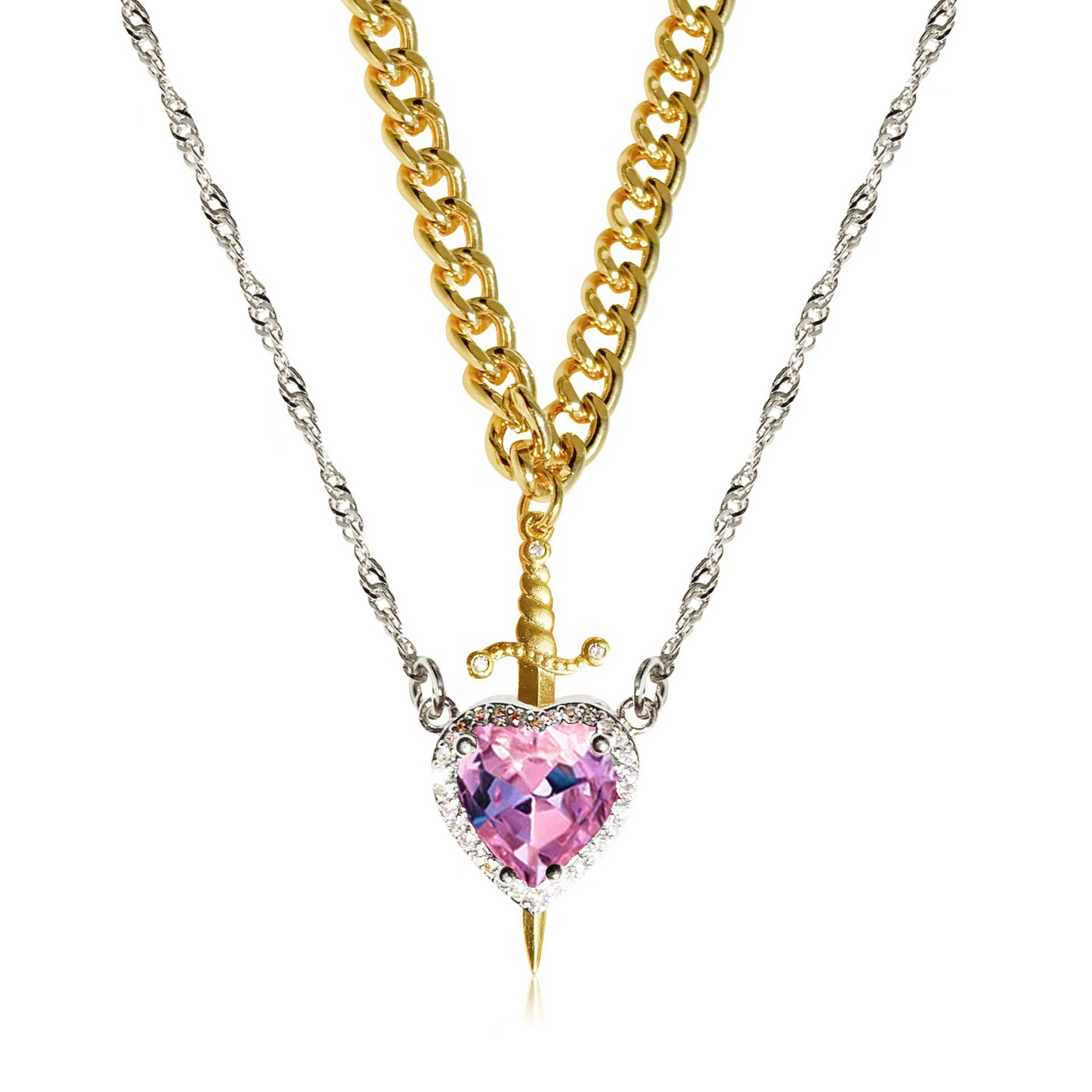 Lover’s Heart & Blade Necklace Duo
