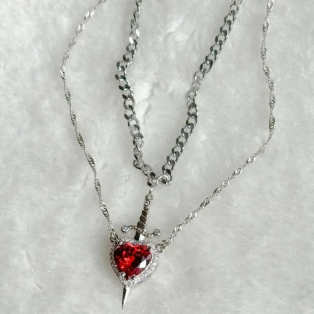 Lover’s Heart & Blade Necklace Duo