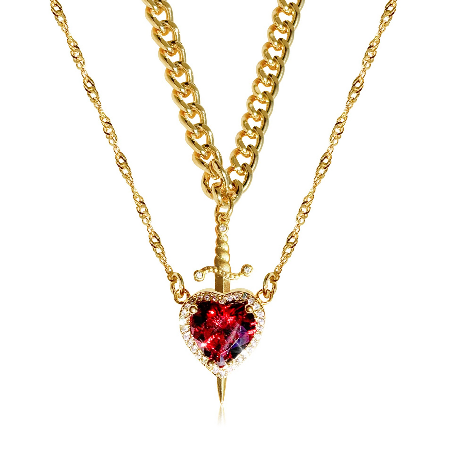 Lover’s Heart & Blade Necklace Duo