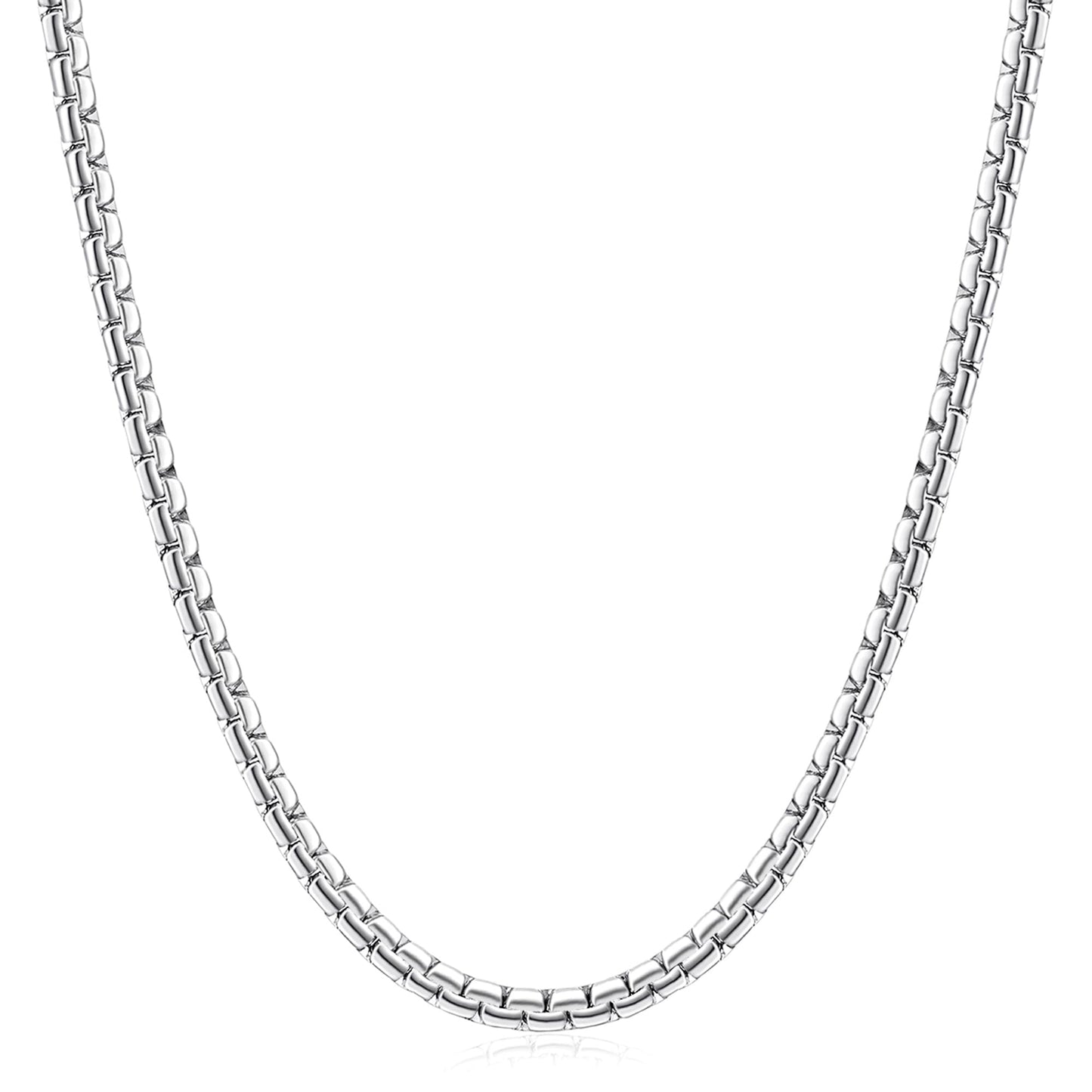 Fiusem Silver Tone Box Chain