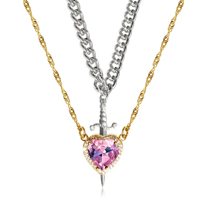 Lover’s Heart & Blade Necklace Duo